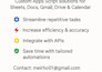 automate sheets, docs, gmail, drive and calendar with apps script